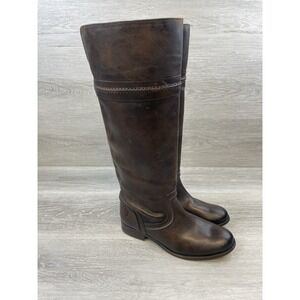 Frye Melissa Trapunto Tall Women's Brown Leather Boots‎ 7 Pull On Riding Boot